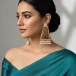ELLY RED MEENAKARI KUNDAN EARRINGS
