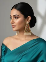 ELLY RED MEENAKARI KUNDAN EARRINGS