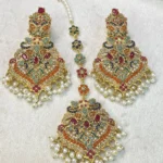 MINAL SHOCKING PINK MULTI EARRINGS TEEKA SET