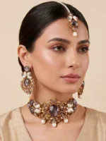 BEYRA MAUVE NEKLACE SET WITH TEEKA