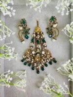 DURABA GREEN JHOOMER AND EARRINGS SET