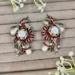 FAKIHA RUBY SILVER TURKISH STYLE EARRINGS