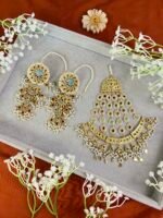 GOLDPLATED KUNDAN JHOOMER AND EARRINGS SET