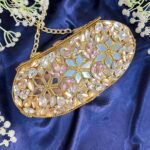 RAMA BABYPINK DOUBLE SIDED KUNDAN CLUTCH - Image 2