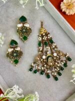 SOHANA GREEN JHOOMER AND EARRINGS SET