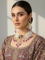 ANNURA PURPLE THAPPA KUNDAN JEWELLERY SET