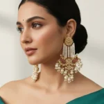 BARKHA MAROON THAPPA KUNDAN GOLDPLATED EARRINGS
