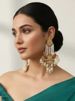 BARKHA MAROON THAPPA KUNDAN GOLDPLATED EARRINGS