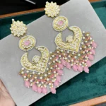 NYRA PINK ZIRCON THAPPA KUNDAN GOLDPLATED EARRINGS