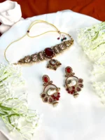 RUSHNA MAROON TURKISH STYLE CHOKAR SET