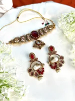 RUSHNA MAROON TURKISH STYLE CHOKAR SET - Image 2