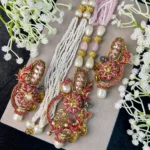 RAFIA BABY PINK MALA AND EARRINGS