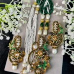 RAFIA GREEN MALA AND EARRINGS