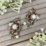 FAKIHA BROWN SILVER TURKISH STYLE EARRINGS