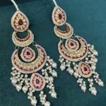 JAMILA CHAITAM THAPPA KUNDAN LONG EARRINGS