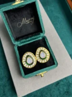 MAGESTIC POLKI GREEN STUDS WITH SUEDE BOX